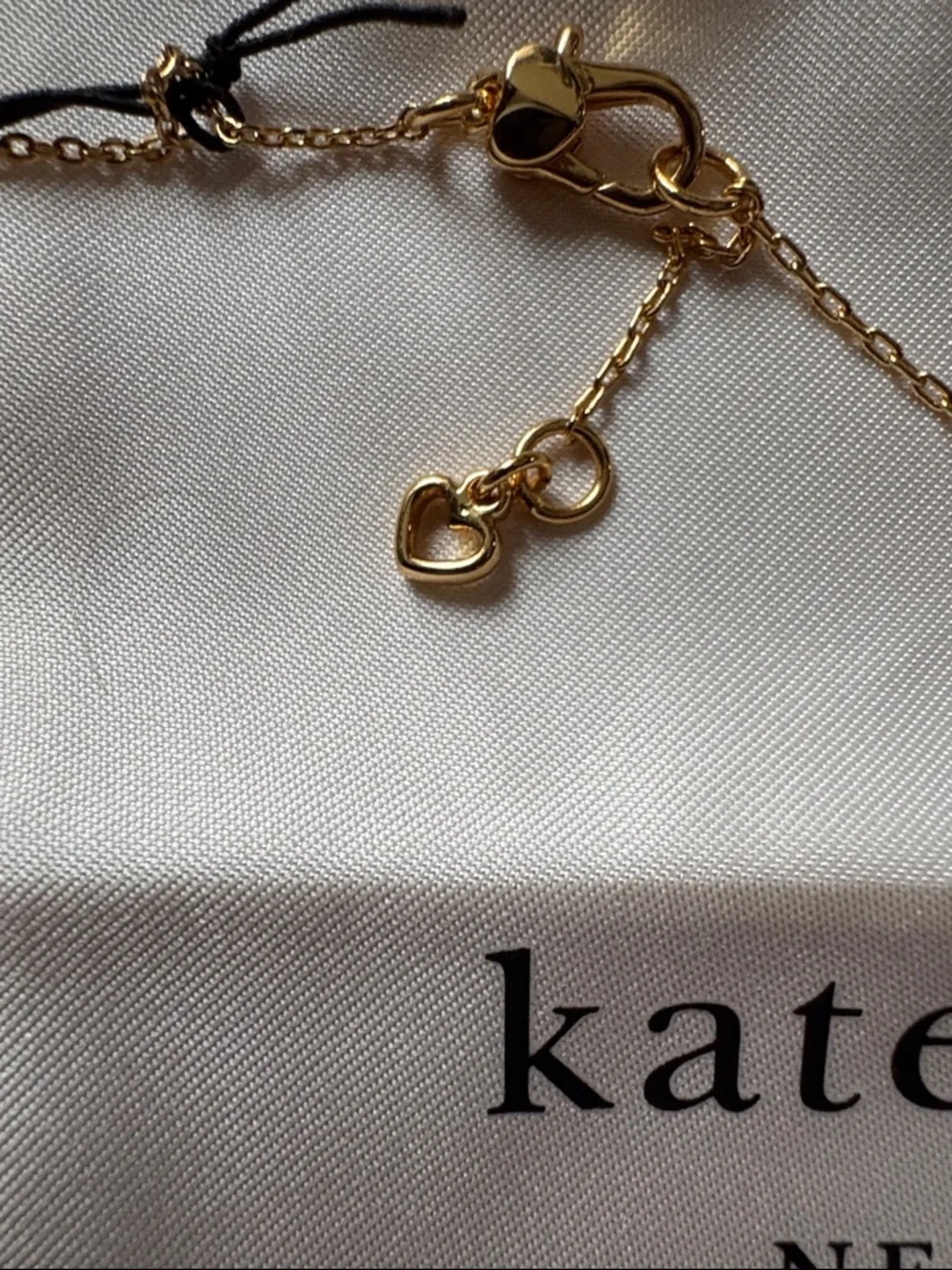 kate spade Gold Heart Necklace with Multicolor Crystal Border adjustable - Picture 6 of 8